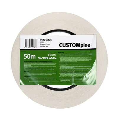 Custompine 21mm White Edgetape - Melamine - Easy Application - DIY