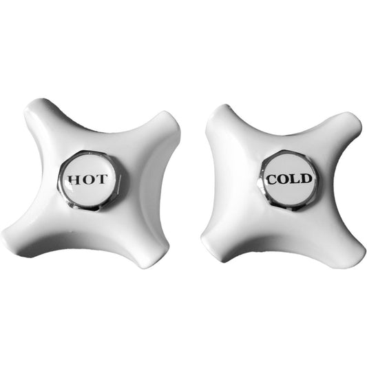 Shaw & Mason White 4 Point Cast Tap Handles Pair Zinc Alloy Durable - Auzzistore