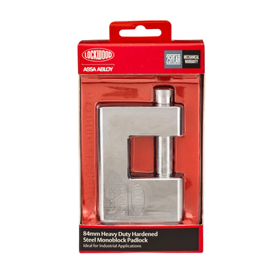 Lockwood 84mm Monoblock Padlock Steel Alloy Tough Security Lock