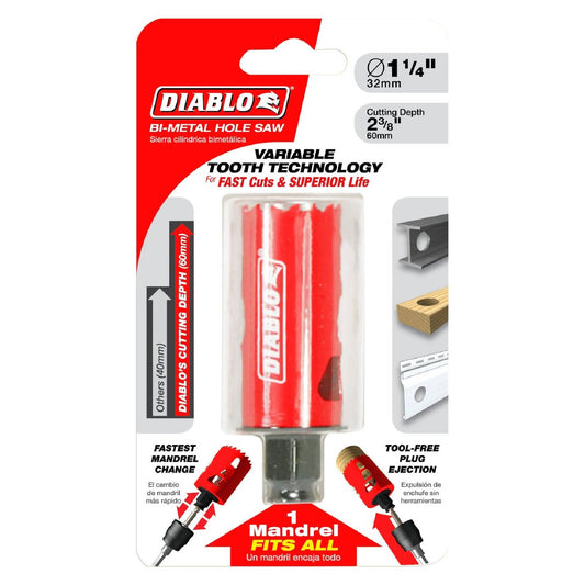 Diablo 32mm Bi Metal Hole Saw - Tool-Free Plug Ejection - Variable Tooth Design - Auzzistore