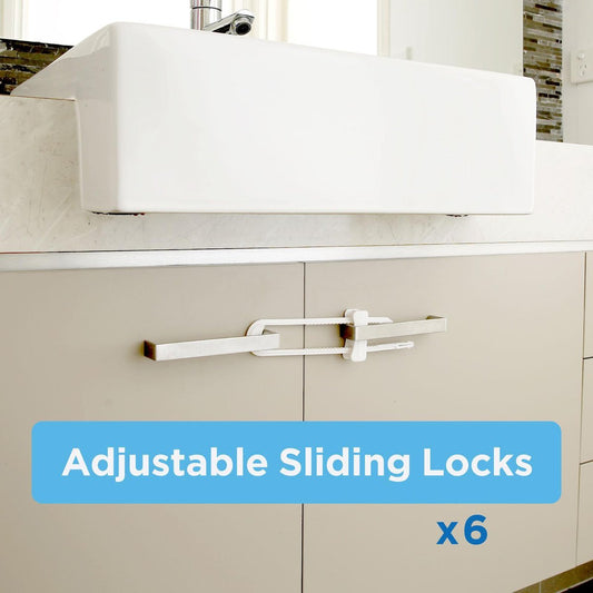 Perma Child Safety Adjustable Sliding Locks - 20mm x 60mm - Plastic - Universal - 6 Pack – view 2