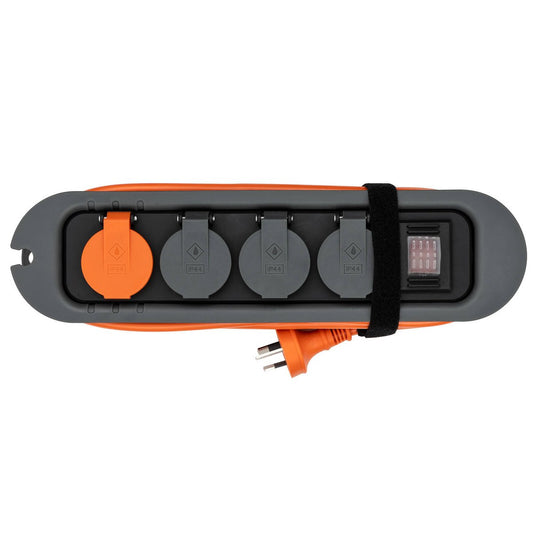 Deta Trade Tuff 3 Outlet Heavy Duty Powerboard 3m - Grey/Orange - Fast Charging