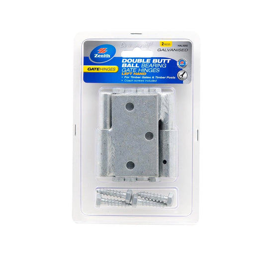 Zenith Gate Hinges - Double Butt Ball Bearing - 2 Pack - Galvanised Steel
