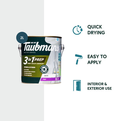 Taubmans 3 in 1 Primer Undercoat Sealer Paint - 2L - White - Fast Drying