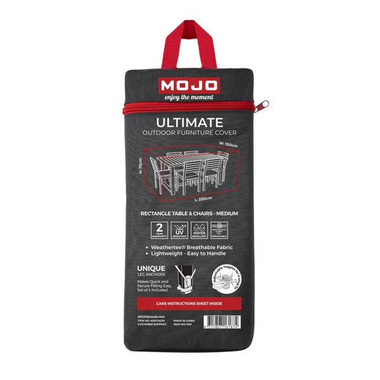 Mojo Medium Outdoor Rectangle Table and Chairs Cover - 2500mm x 750mm x 1500mm - UV Resistant, Water Repellent - Auzzistore