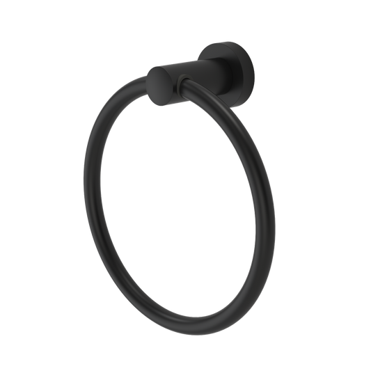 Caroma Matte Black Cosmo Towel Ring 175mm x 45mm x 55mm - Black
