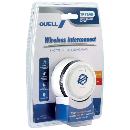 Quell Q5000 Wireless Interconnect Photoelectric Smoke Alarm - 78mm x 78mm - Reliable Safety – view 2 - Auzzistore