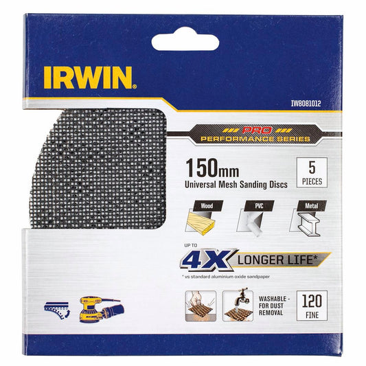 Irwin Orbital Sanding Disc - 150mm - Silicon Carbide - 120 Grit - 5 Pack - Auzzistore