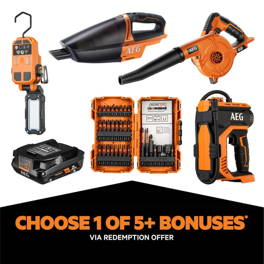 AEG 18V Brushless 3-Piece Force Kit - 5.0Ah Battery - Heavy-Duty Tools