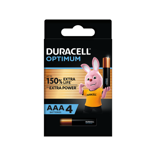 Duracell Optimum AAA Battery 4 Pack - 150% Extra Power - Copper & Black