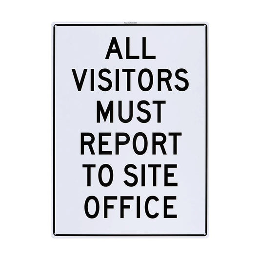 Sandleford All Visitors Plastic Sign 450 x 600mm White/Black - Auzzistore
