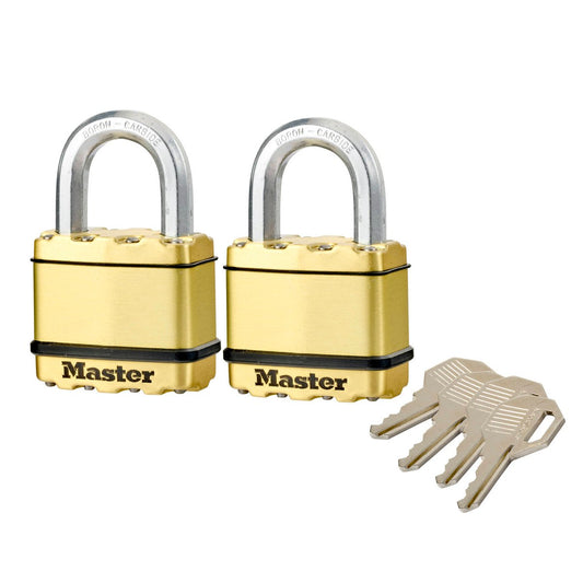 Master Lock Excell Padlock 50mm 2 Pack Laminated Steel Weather Resistant - Auzzistore