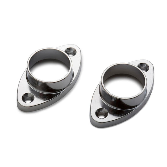 Sandleford Chrome Rod Fittings Oval Flange 25mm 2 Pack - Steel - 60mm x 15mm x 30mm - Auzzistore