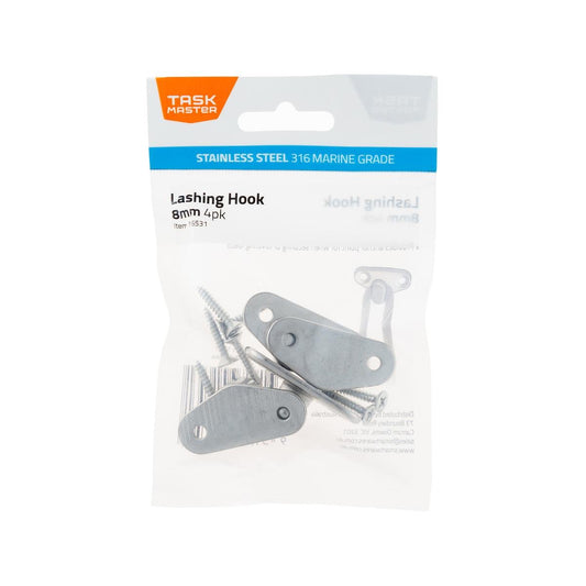 Taskmaster 8mm Stainless Steel Lashing Hook 4 Pack - Durable Anchoring Solution - Auzzistore