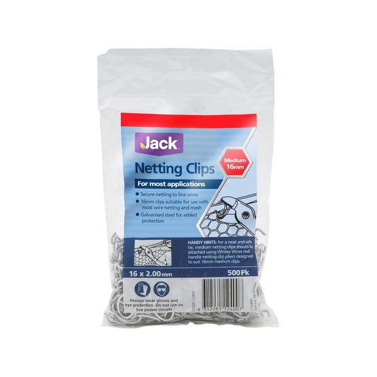 Jack Netting Clips 16mm Galvanised Steel 500 Pack Durable Secure - Auzzistore