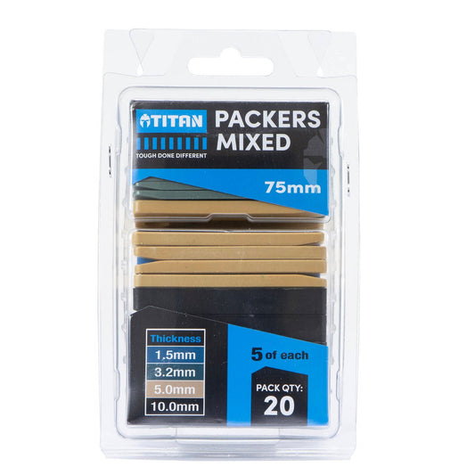 Titan 75mm Mixed Window Packers - 20 Piece - Durable Plastic - Leveling Tools - Auzzistore