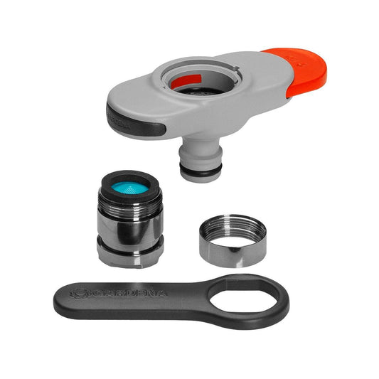 Gardena Indoor Tap Adaptor - M22 x 1 & M24 x 1 - Grey/Orange - Easy Attachment - Auzzistore