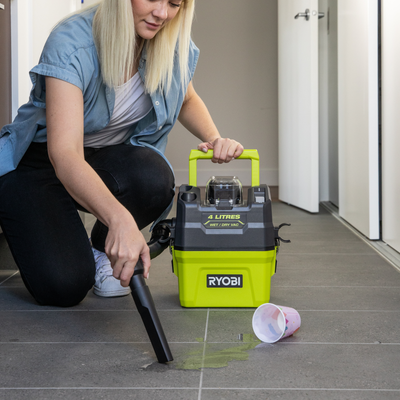 Ryobi 18V ONE+ 4L Wet and Dry Compact Vacuum Tool Only - Lightweight - Portable - IPX4 Water-Resistant
