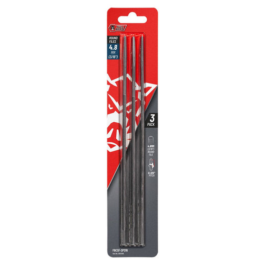 Full Boar Chainsaw File 3 Pack - 4.8mm (3/16”) Round - 0.325” Pitch - Sharpens Cutter Teeth - Auzzistore
