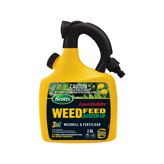 Scotts Lawn Builder Weed Feed Green Up Refillable Bottle 2.8kg - Kills Weeds - Feeds Lawn - Auzzistore