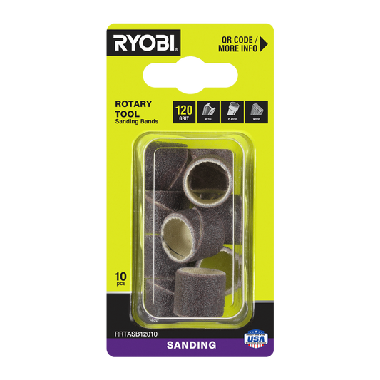 Ryobi 120 Grit Sanding Band 10 Pack - 38mm x 1mm - Surface Preparation - Auzzistore
