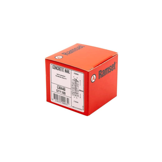 Ramset Concrete Nail - 2.4mm x 40mm - Carbon Steel - Pre-Assembled Washer - 100 Pack - Auzzistore