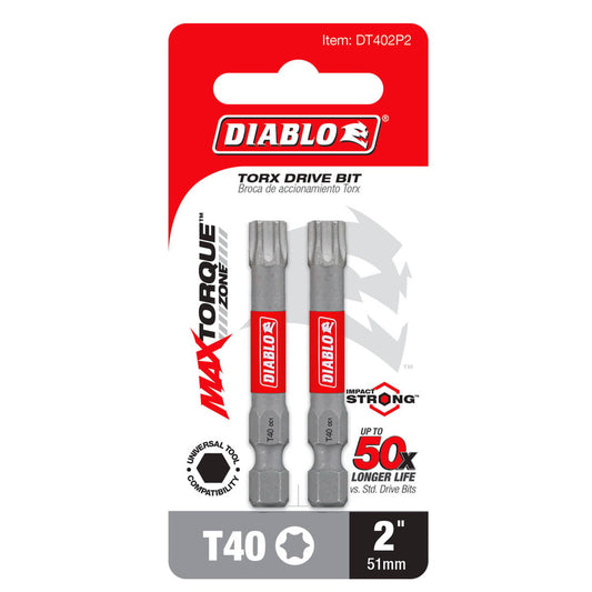 Diablo Power Bit T40 2" - 2 Pack - Extreme Durability - Impact Resistance - Auzzistore
