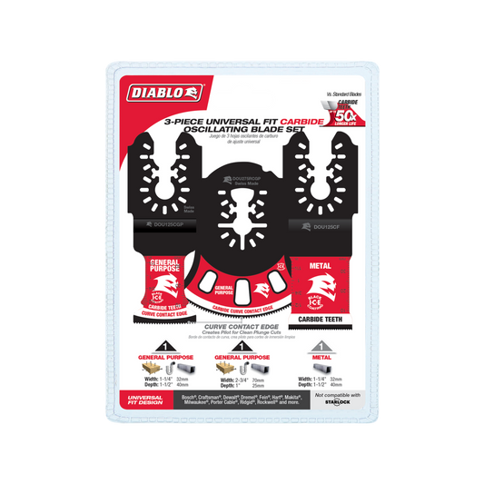 Diablo Carbide Multi Tool Blade 3 Pack - 139.7mm x 251.9mm - Durable Cutting - Auzzistore