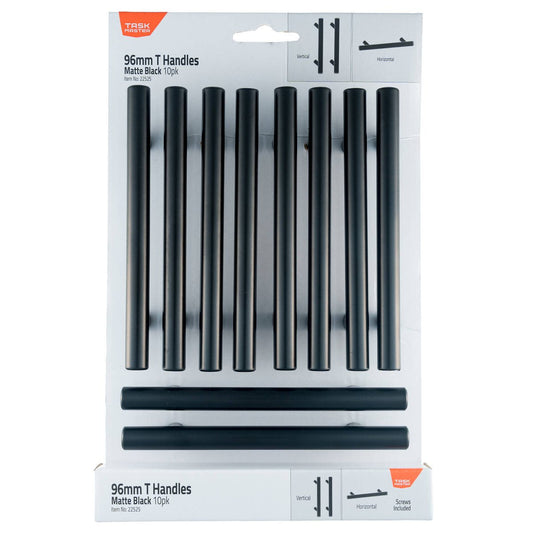 Taskmaster 96mm Matte Black T Handle 10 Pack - Easy Install - Modern Upgrade
