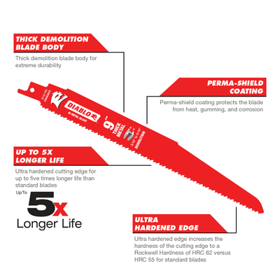 Diablo 9 Steel Demon Bi-Metal Reciprocating Saw Blades 15 Pack - 55mm x 385mm - Thick Metal