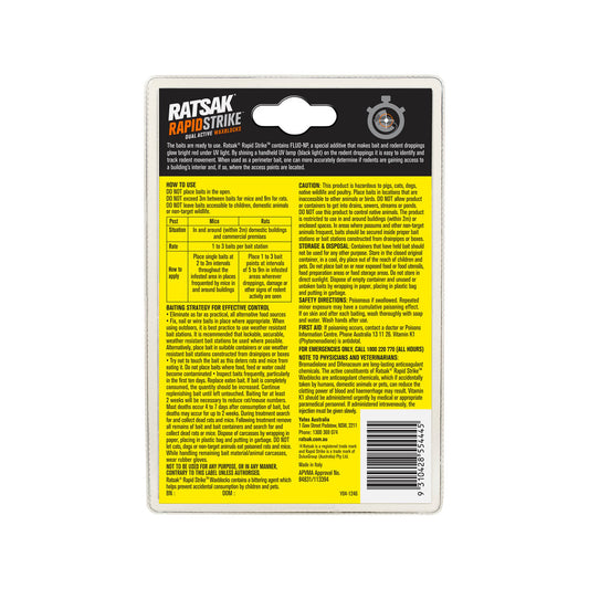 Ratsak Rapid Strike Wax Blocks - 90g - Dual Active - Rodent Control – view 2 - Auzzistore