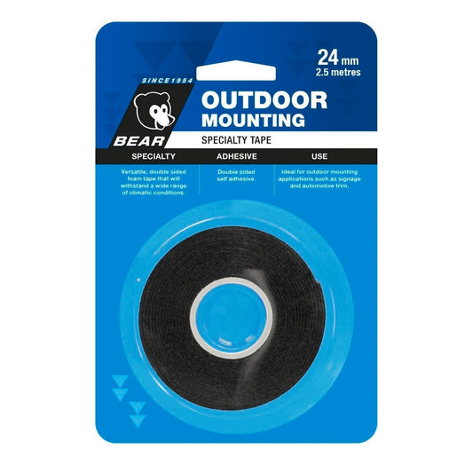 Bear Outdoor Mounting Tape - 24mm x 2.5m - Foam - Weather Resistant