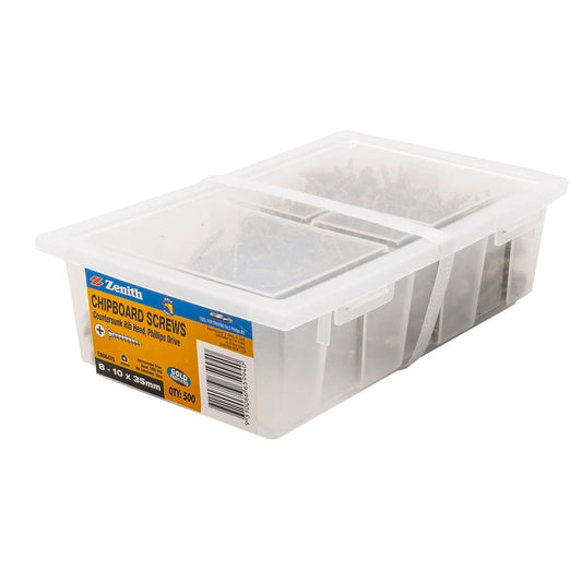 Zenith 8g x 35mm Gold Passivated Countersunk Rib Head Chipboard Screw - 500 Pack - Maximum Grip - Flush Finish - Auzzistore