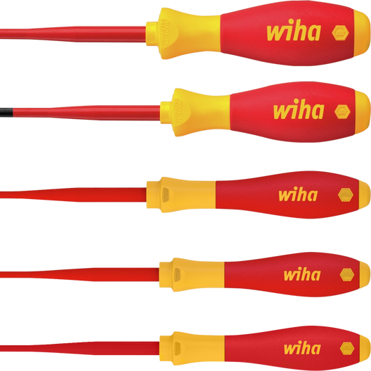 Wiha 5 Piece Insulated VDE Screwdriver Set - Red/Yellow - Ergonomic Design - Auzzistore