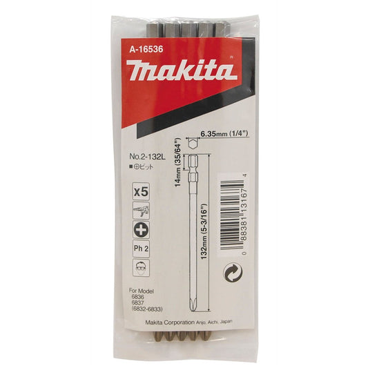 Makita Screwdriver Bit 132mm Metal 5 Pack Durable Design – view 2 - Auzzistore