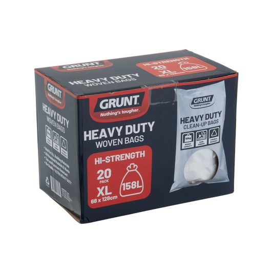 Grunt Ultra Heavy Duty Clean Up Bags - 158L - Tear Resistant - 680mm x 1280mm