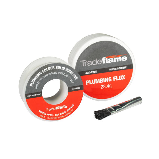 Tradeflame Plumbing Solder and Flux Kit 85g Silver Bearing Lead Free - Auzzistore