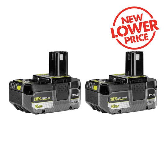 Ryobi 18V ONE+ Lithium High Performance Battery Twin Pack - 5.0Ah - 2 Batteries