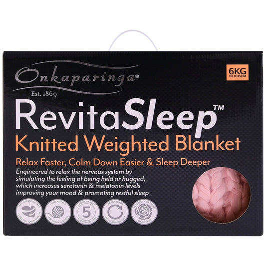 Onkaparinga Knitted Weighted Blanket 6kg - Peach, Glass Beads, Relaxation - Auzzistore