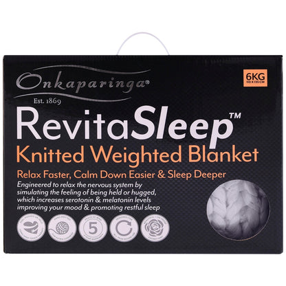 Onkaparinga 6kg Knitted Weighted Blanket - Grey, Glass Beads & Polyester Fibre
