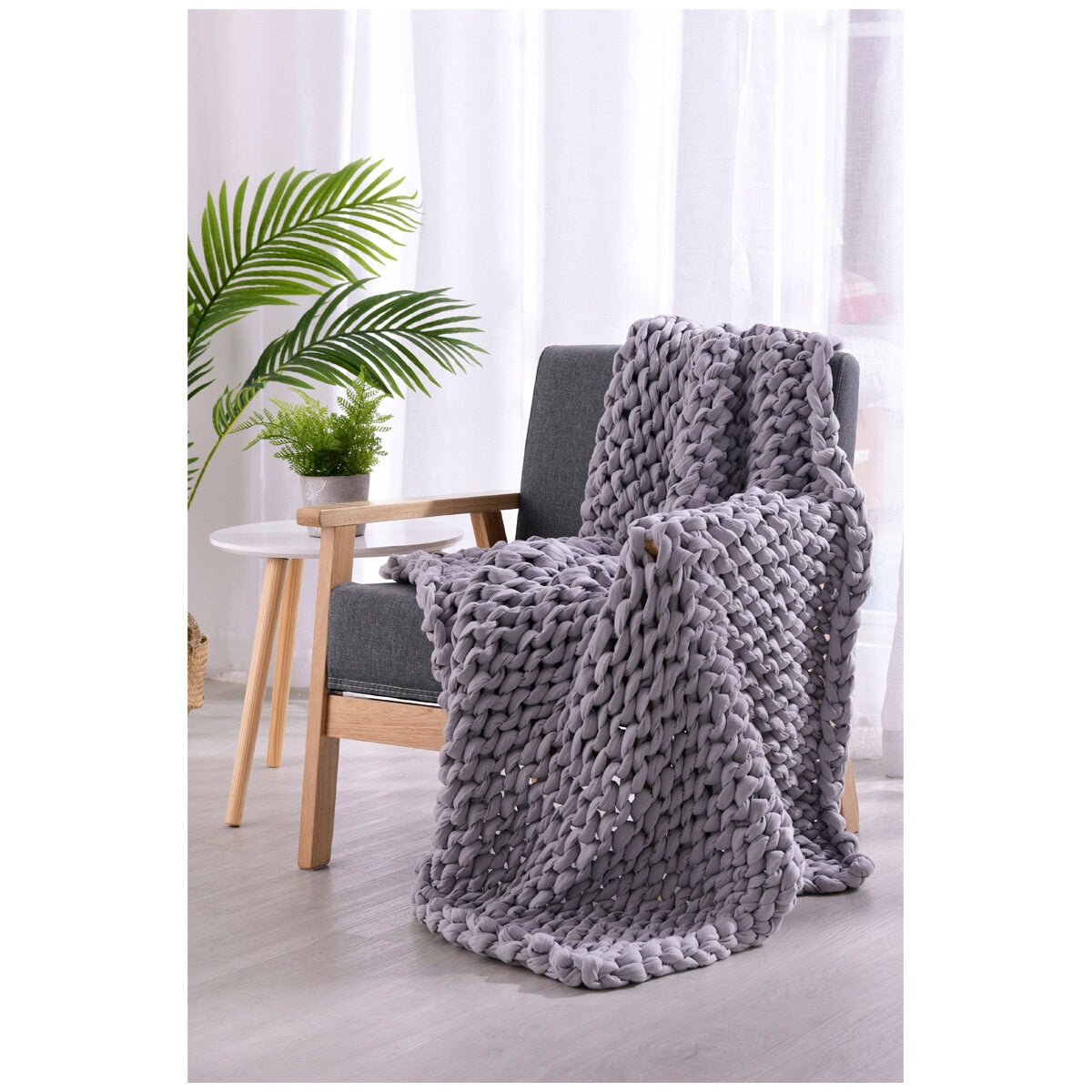 Onkaparinga 6kg Knitted Weighted Blanket - Grey, Glass Beads & Polyester Fibre