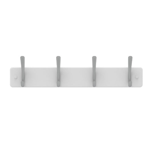 Mode Perma Products 4 Brushed Nickel Hooks White Board Rack Durable