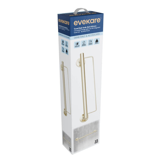 Evekare 600mm Towel Rail with Grab Rail - Brushed Brass - Durable Support – view 2