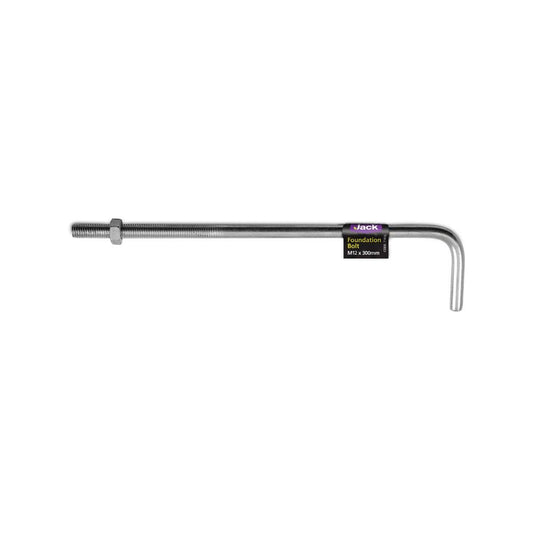 Jack Foundation Bolt - M12 x 300mm - Steel - Galvanised Coating - Auzzistore