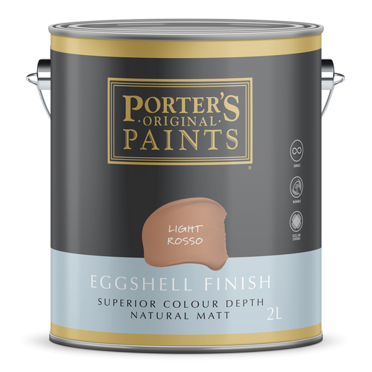 Porter S Paints 2L Broadwall Paint Light Rosso Eggshell Finish - Durable, Washable - Auzzistore