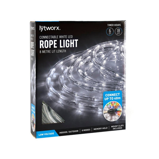 Lytworx 8m Connectable Rope Light - White - Plastic - Timer Function