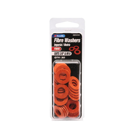 Zenith Fibre Washer 3/8 & M10 30 Pack Non-Conductive Durable Sealing - Auzzistore