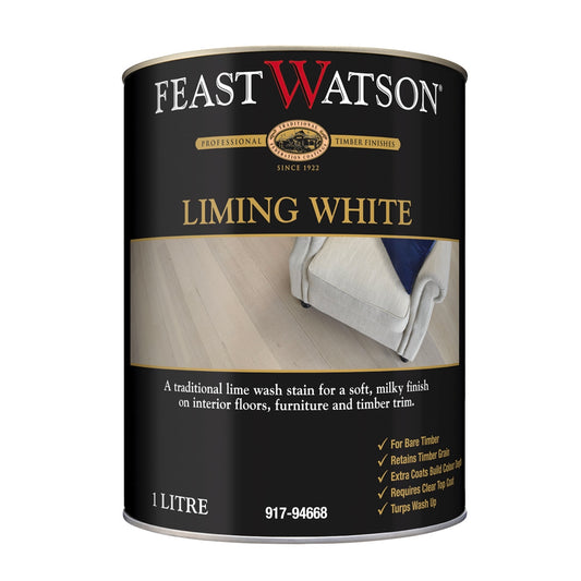 Feast Watson 1L Liming White Oil-Based Timber Finish, Tintable, UV & Water Resistant