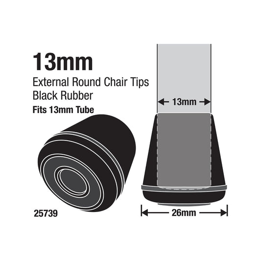 Surface Gard 13mm Black Round Rubber Chair Tips 4 Pack – view 2 - Auzzistore