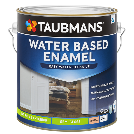 Taubmans 4L Neutral Semi Gloss Water Based Enamel Paint - 4L - Low VOC, Durable Finish - Auzzistore